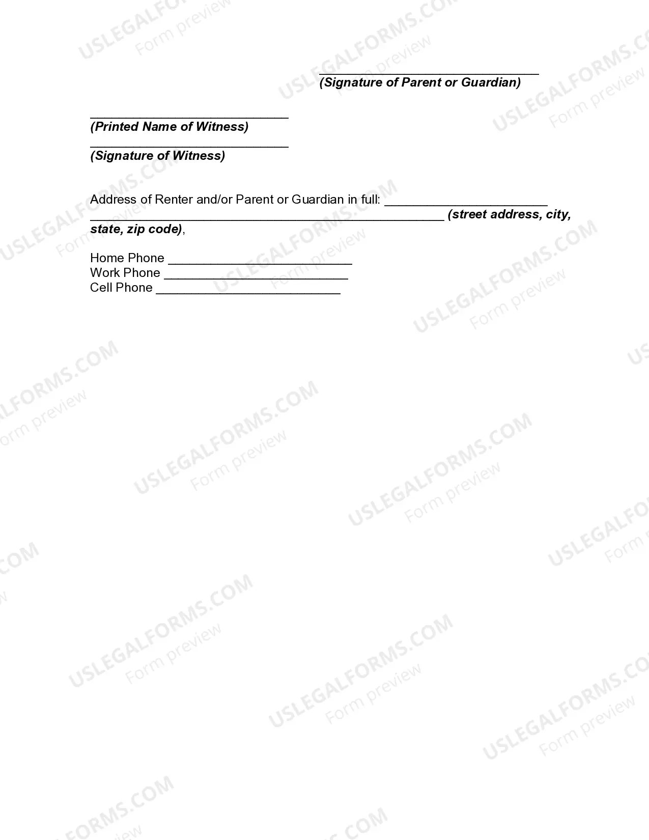 Preview Horse Rental Agreement, Waiver, Release and Indemnification Agreement for a Rental Agreement with a Minor at a Camp or under Wilderness Circumstances