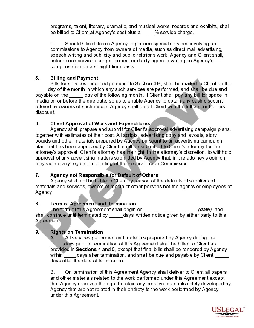 Preview Advertising Services Agreement