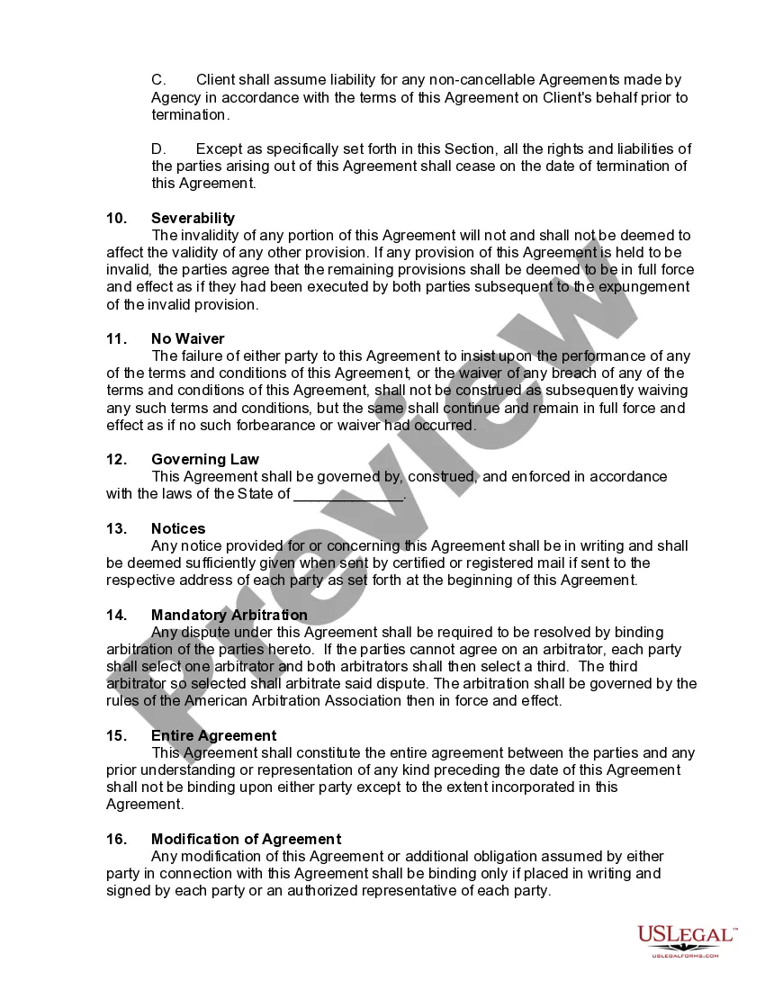 Preview Advertising Services Agreement