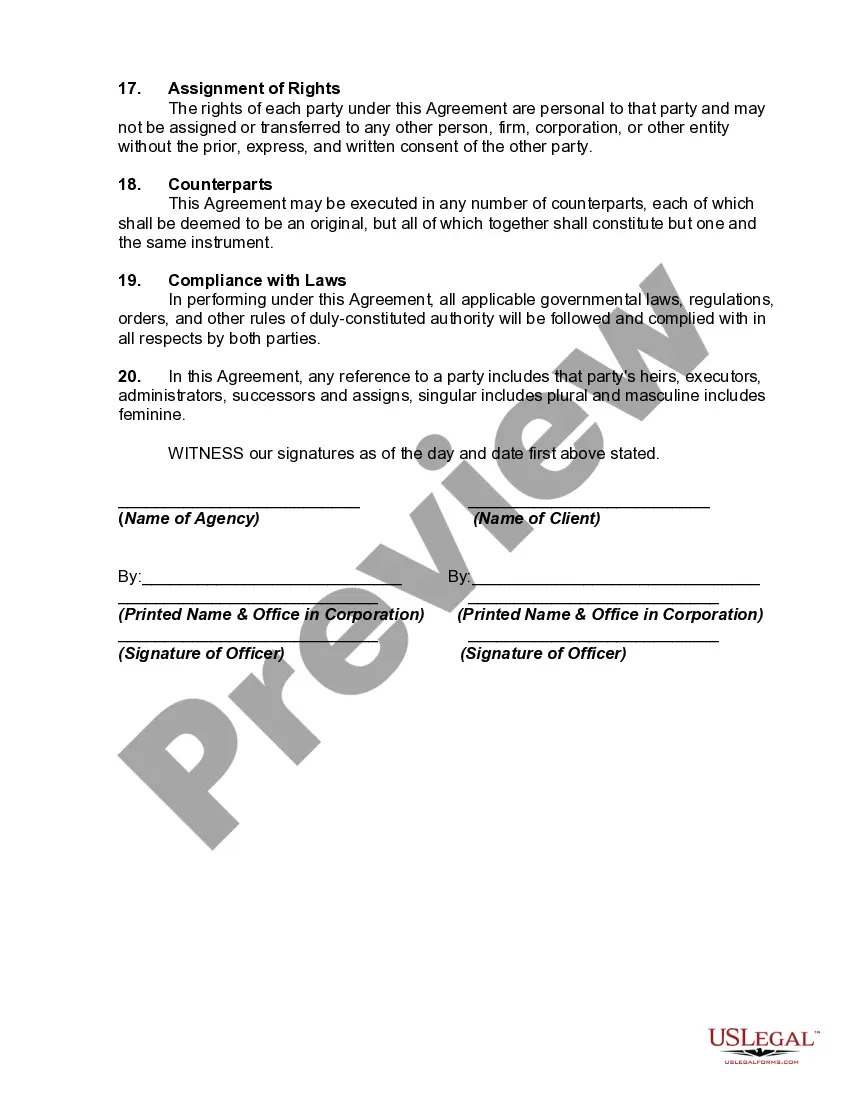 Preview Advertising Services Agreement