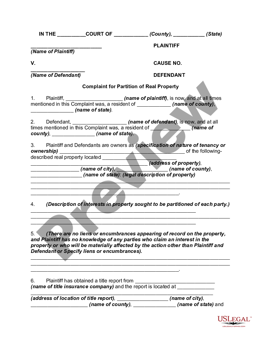 sample bill of particulars partition ny