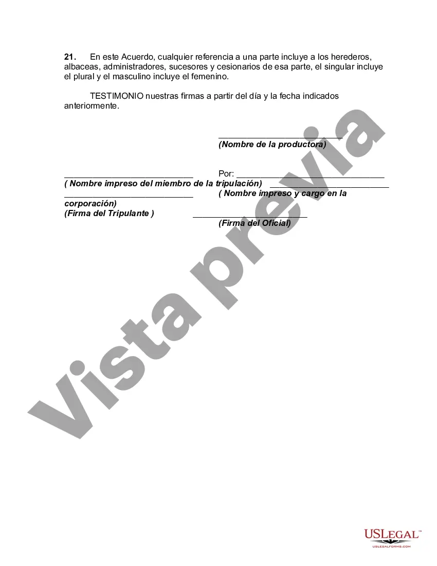 Preview Acuerdo de contratista independiente con un miembro de la tripulación para una producción de televisión
