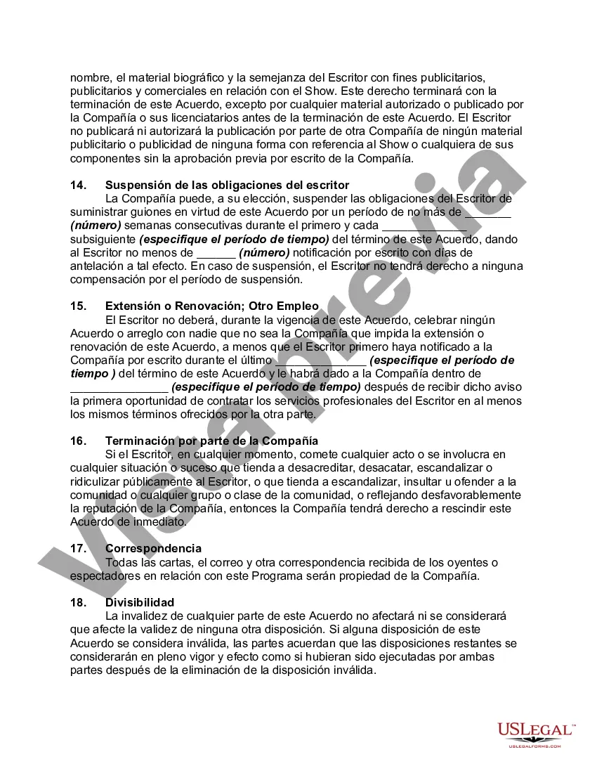 Preview Acuerdo con escritor para escribir series de televisión