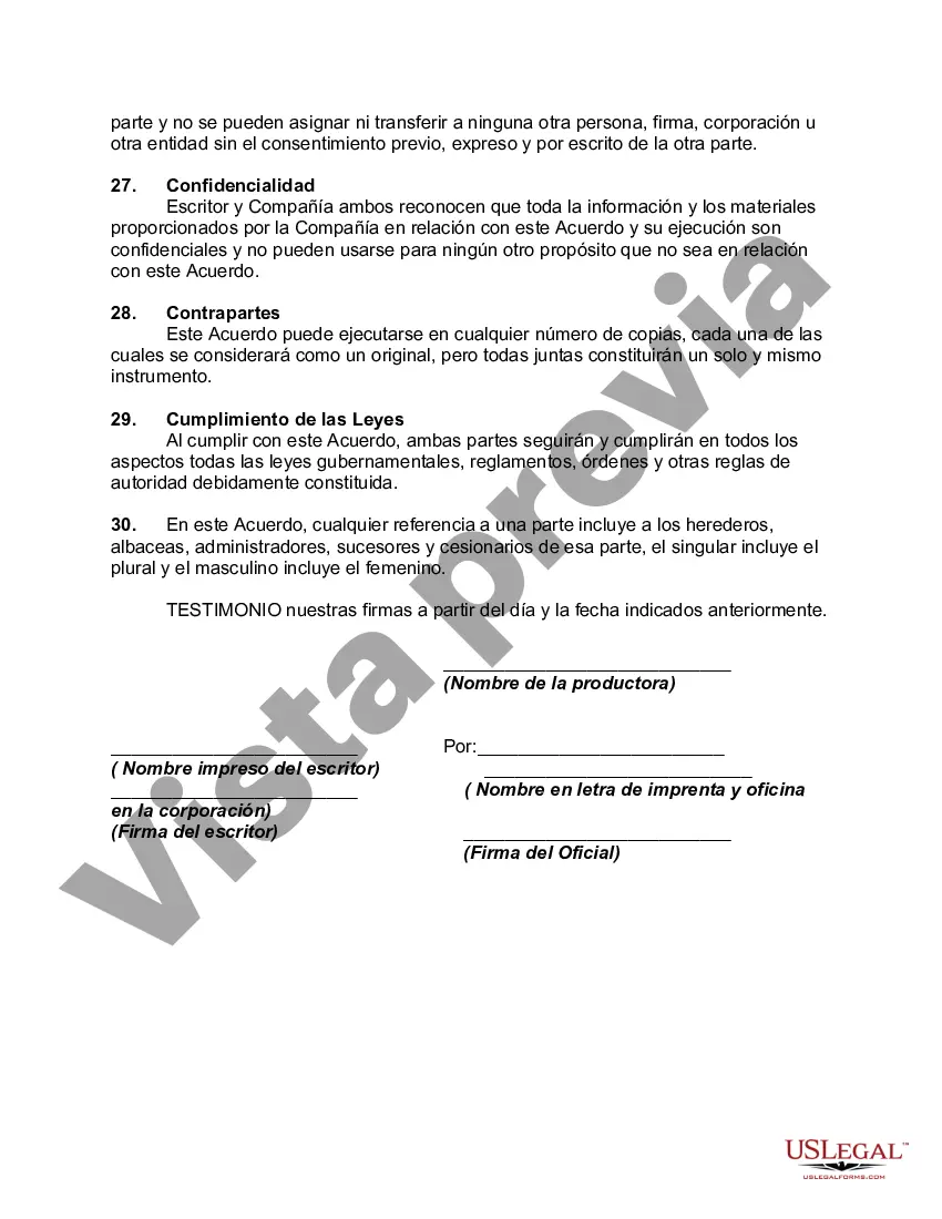 Preview Acuerdo con escritor para escribir series de televisión