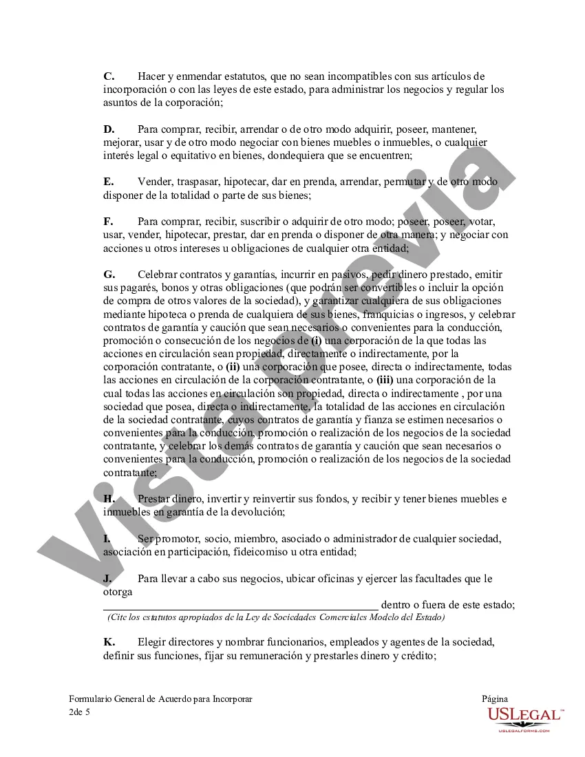 Preview Formulario General de Acuerdo para Incorporar