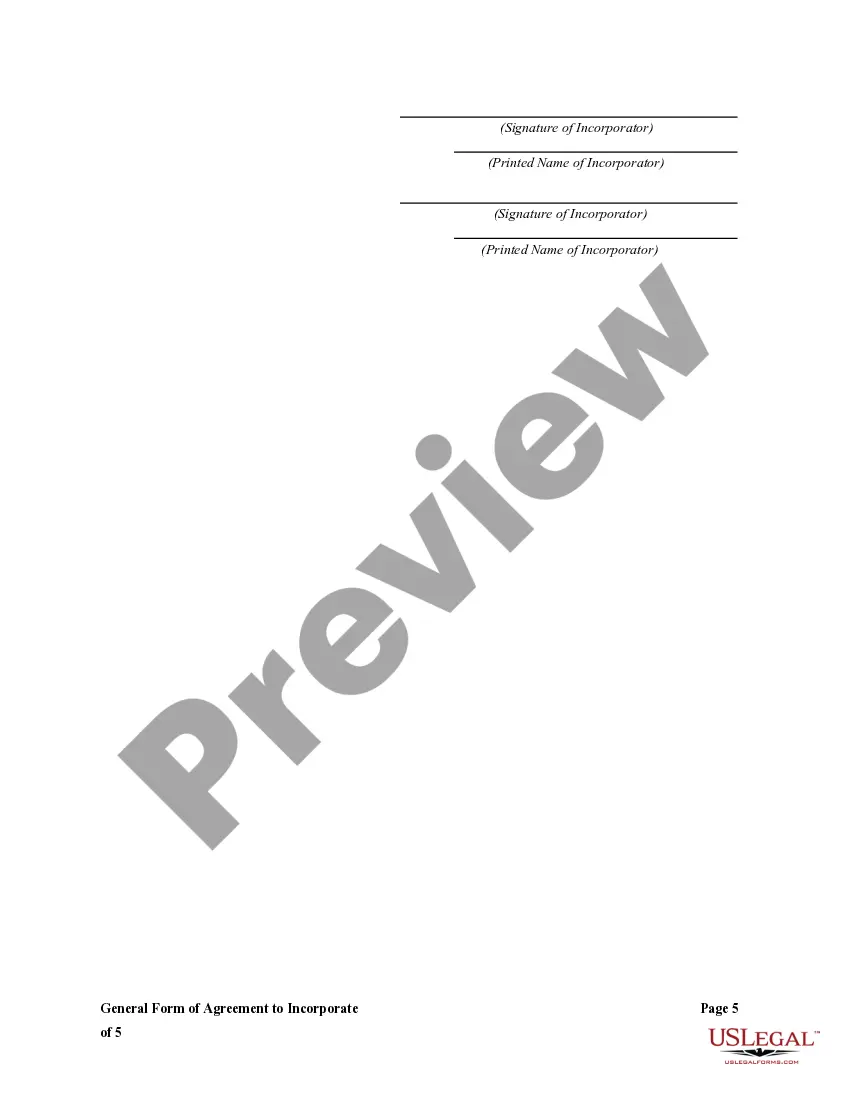 Get General Form of Agreement to Incorporate Preview General Form of Agreement to Incorporate
