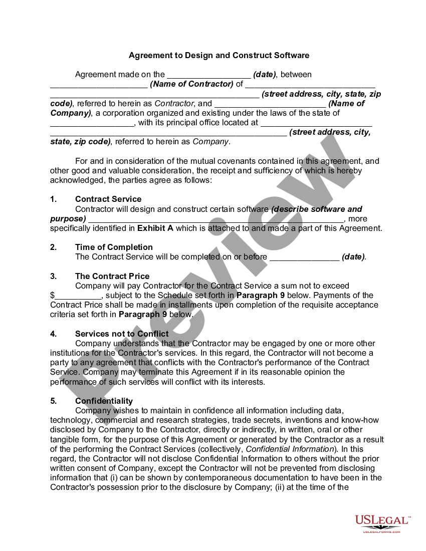 Louisiana Agreement To Design And Construct Software - Agreement Design 