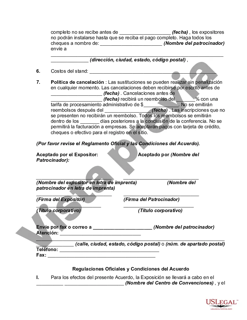 Preview Acuerdo y formulario de reserva de espacio de exhibición