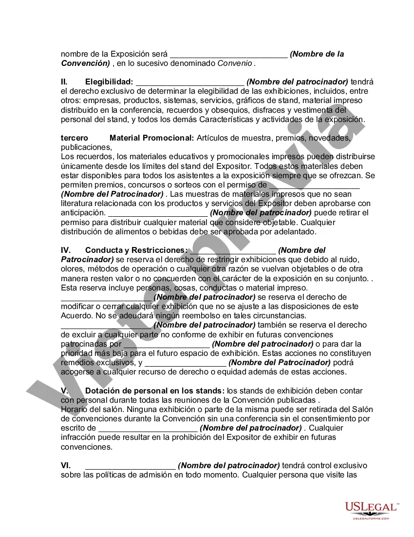 Preview Acuerdo y formulario de reserva de espacio de exhibición