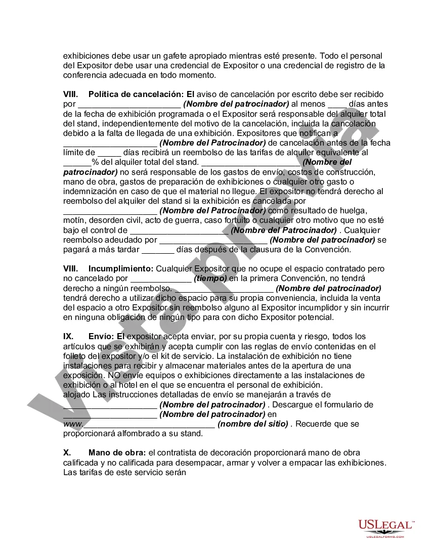 Preview Acuerdo y formulario de reserva de espacio de exhibición