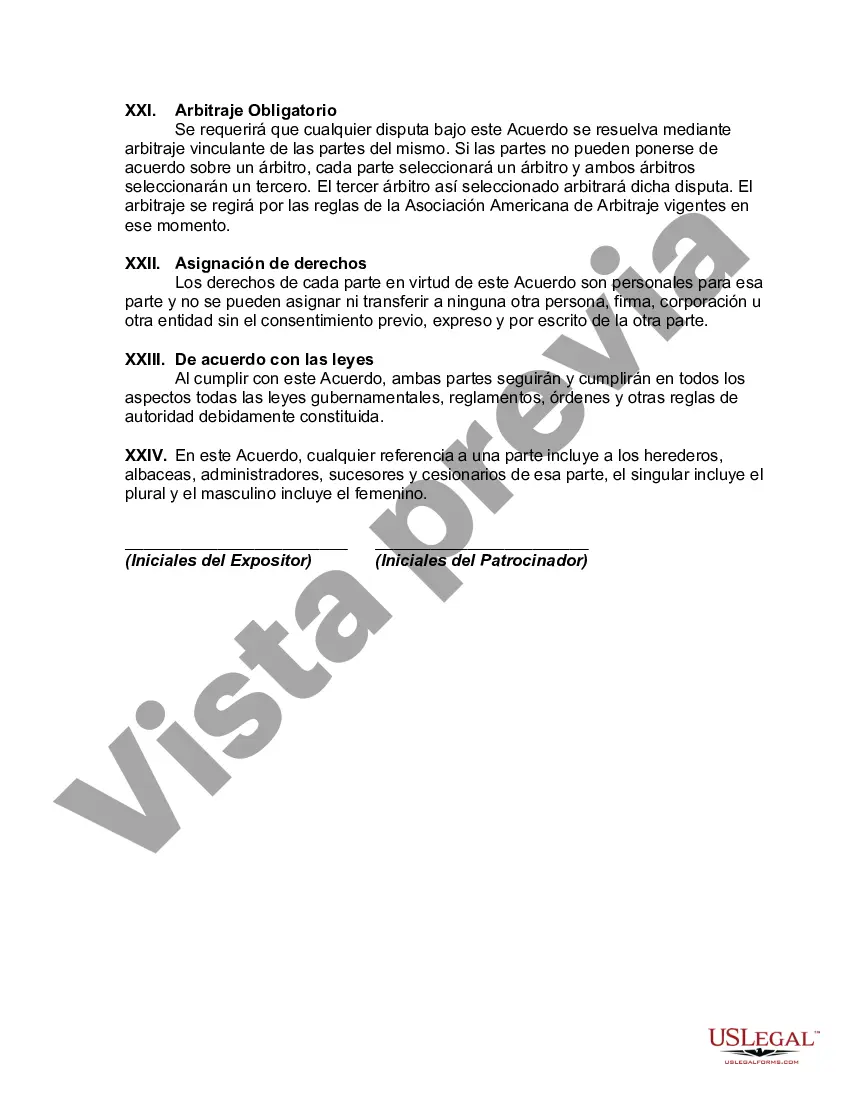 Preview Acuerdo y formulario de reserva de espacio de exhibición