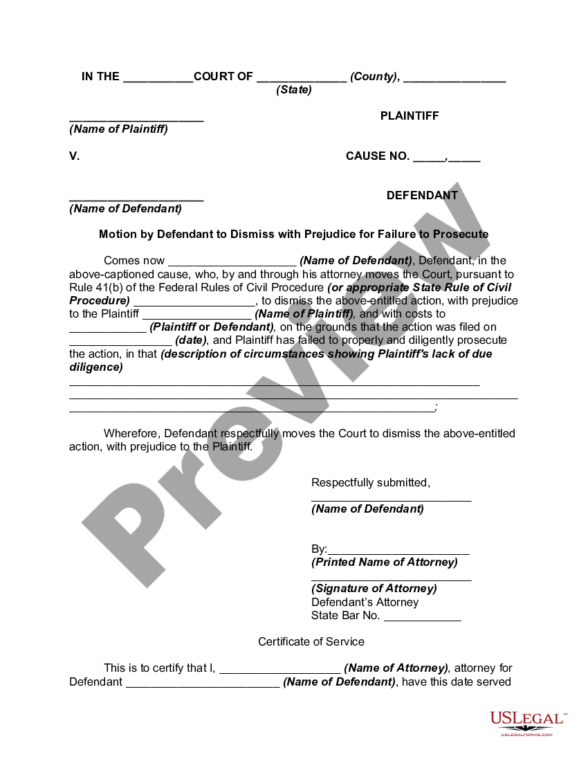 Sample Motion To Dismiss Form