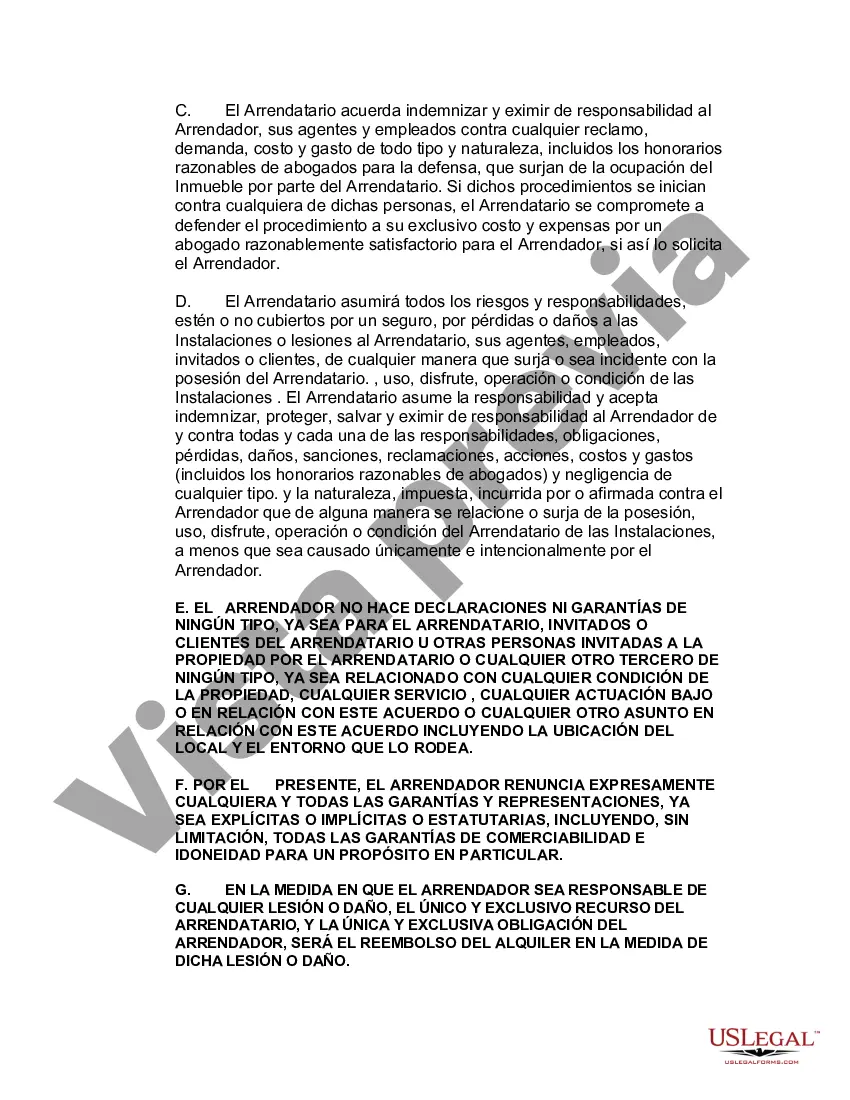 Preview Arrendamiento de Local Comercial en Zona Industrial o Entorno con Renuncia y Asunción de Riesgo