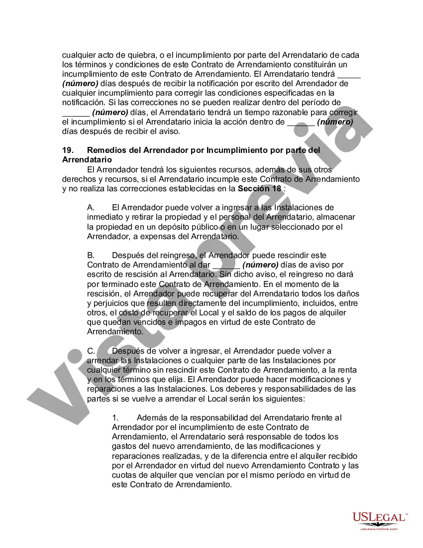 Preview Arrendamiento de Local Comercial en Zona Industrial o Entorno con Renuncia y Asunción de Riesgo