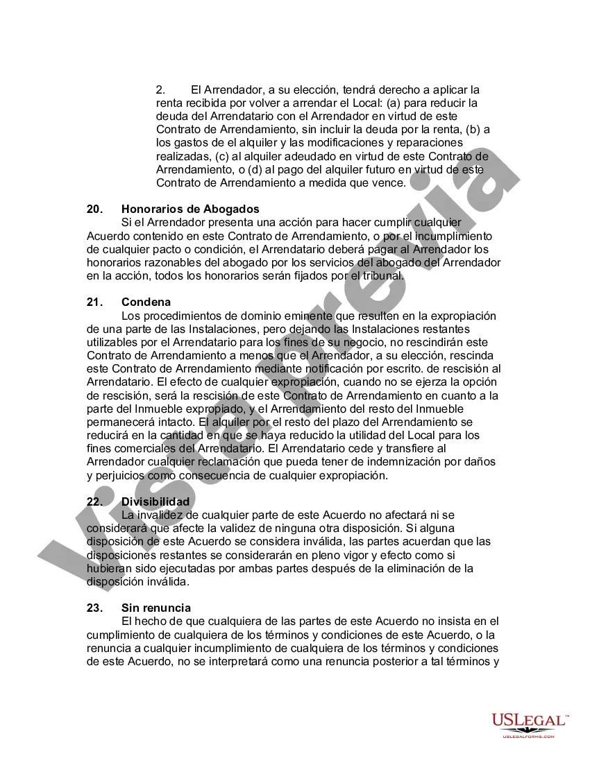 Preview Arrendamiento de Local Comercial en Zona Industrial o Entorno con Renuncia y Asunción de Riesgo