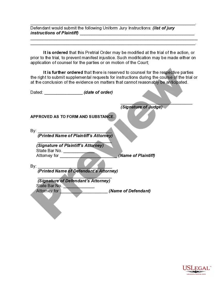 Get General Form of Pretrial Order Preview General Form of Pretrial Order