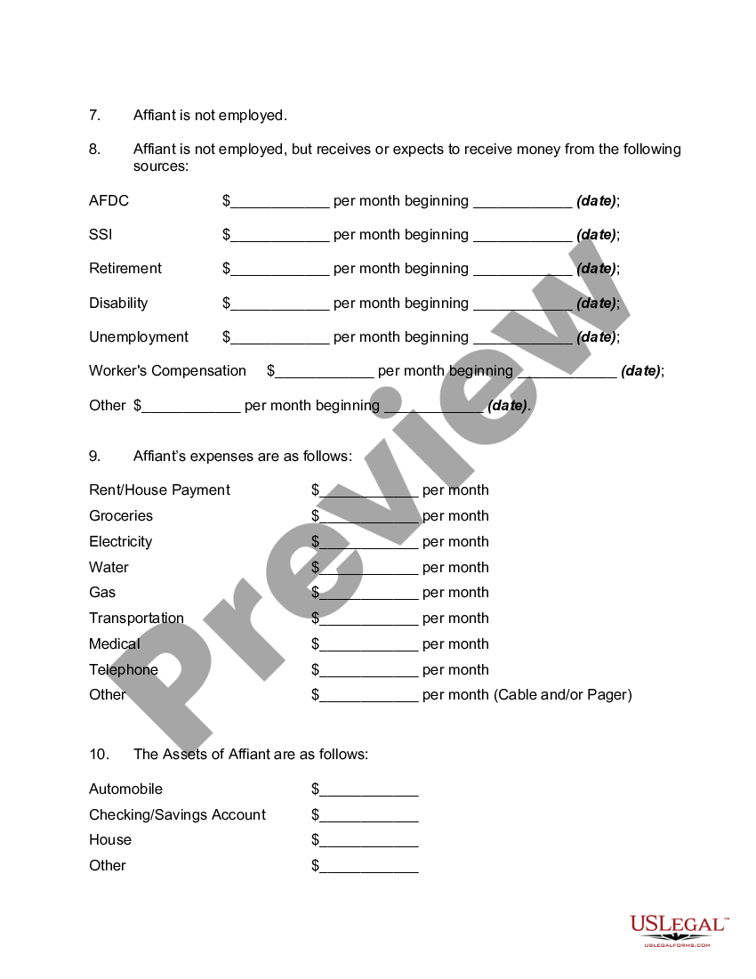 Maricopa Arizona Affidavit For Waiver Of Court Costs On Grounds Of Indigency Us Legal Forms 0546