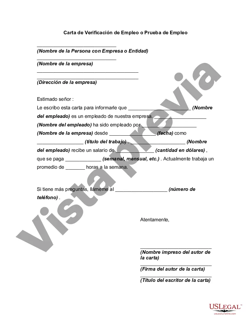 Preview Carta de verificación de empleo