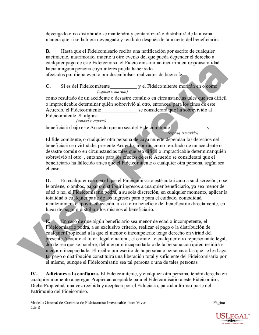 Preview Modelo General de Contrato de Fideicomiso Irrevocable Inter Vivos