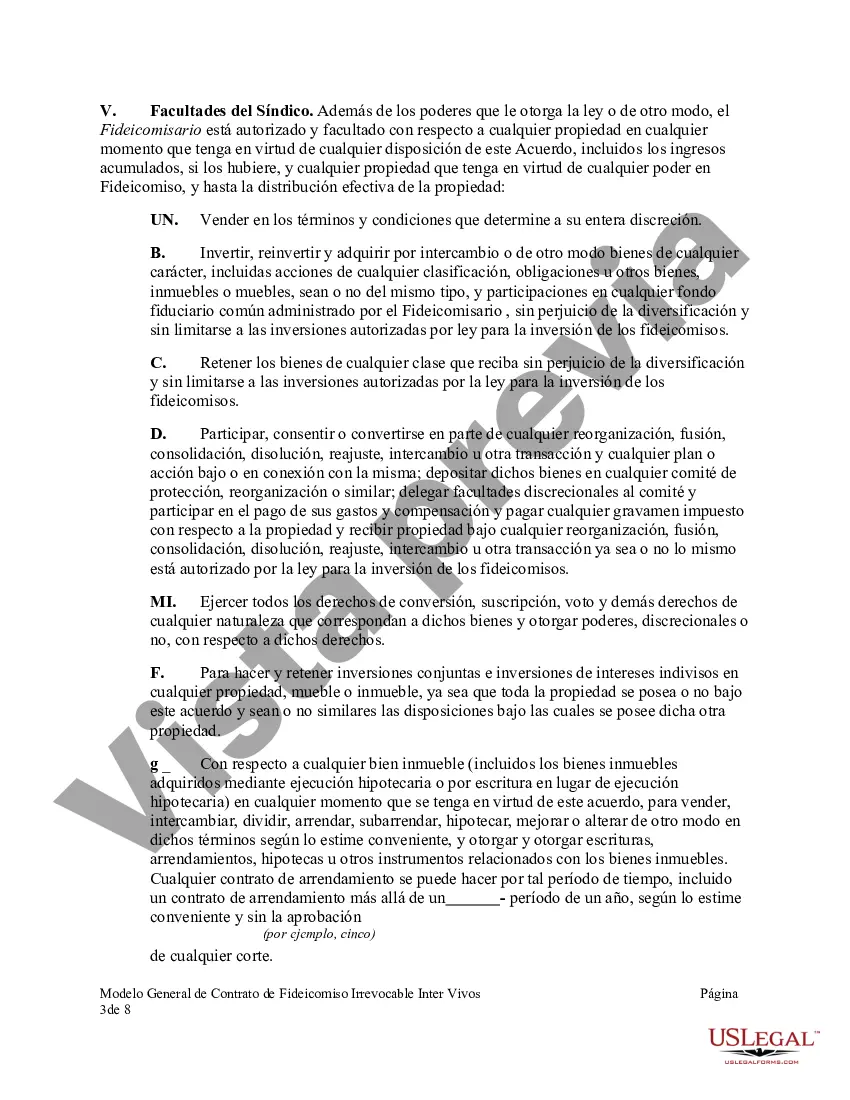 Preview Modelo General de Contrato de Fideicomiso Irrevocable Inter Vivos