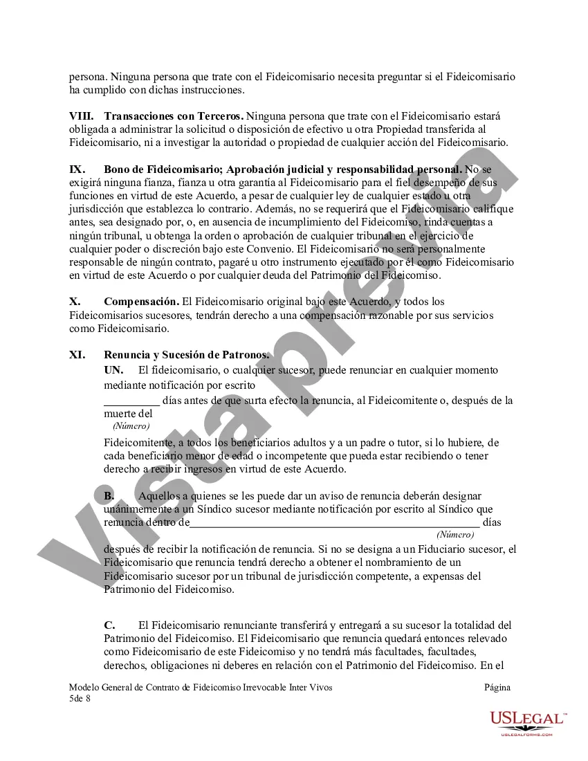 Preview Modelo General de Contrato de Fideicomiso Irrevocable Inter Vivos