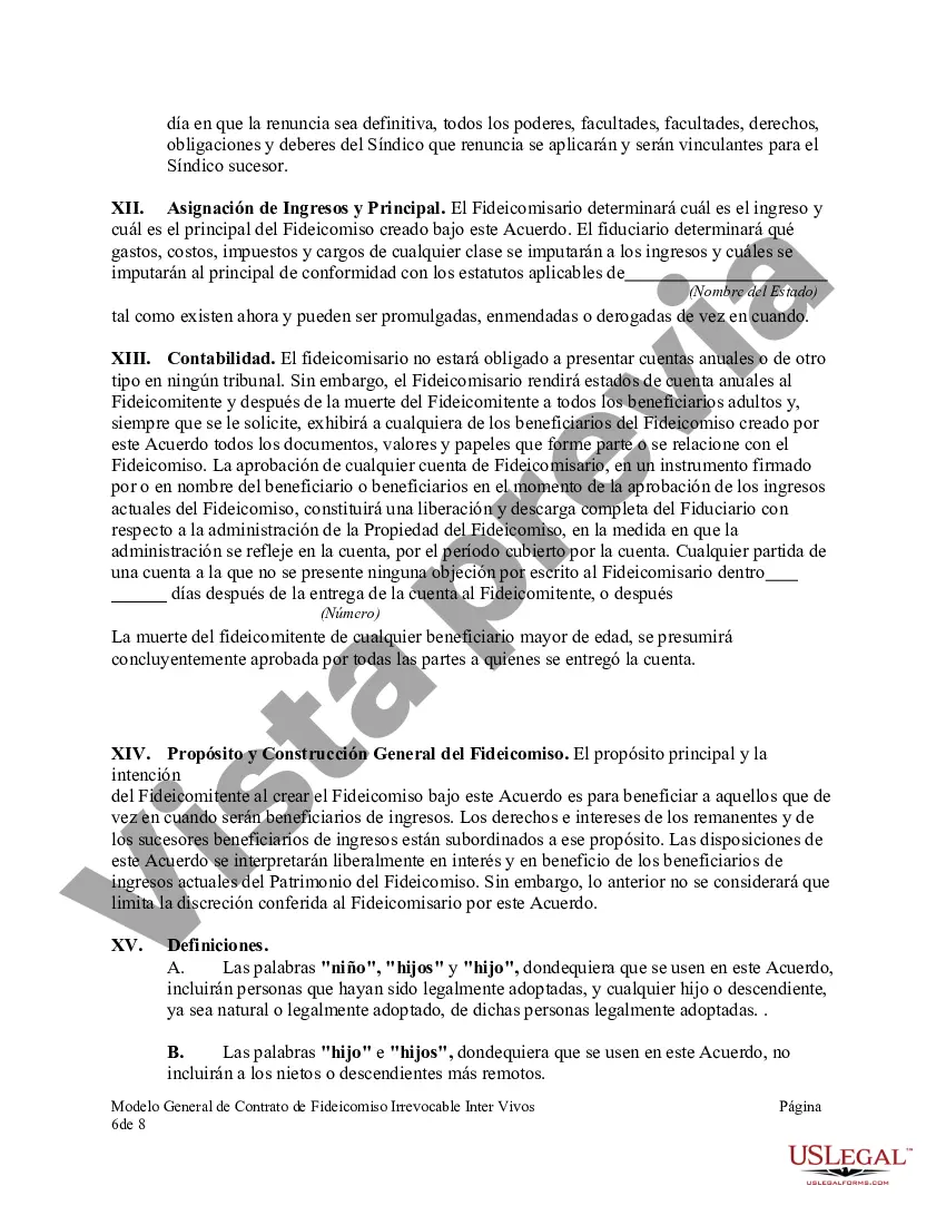 Preview Modelo General de Contrato de Fideicomiso Irrevocable Inter Vivos