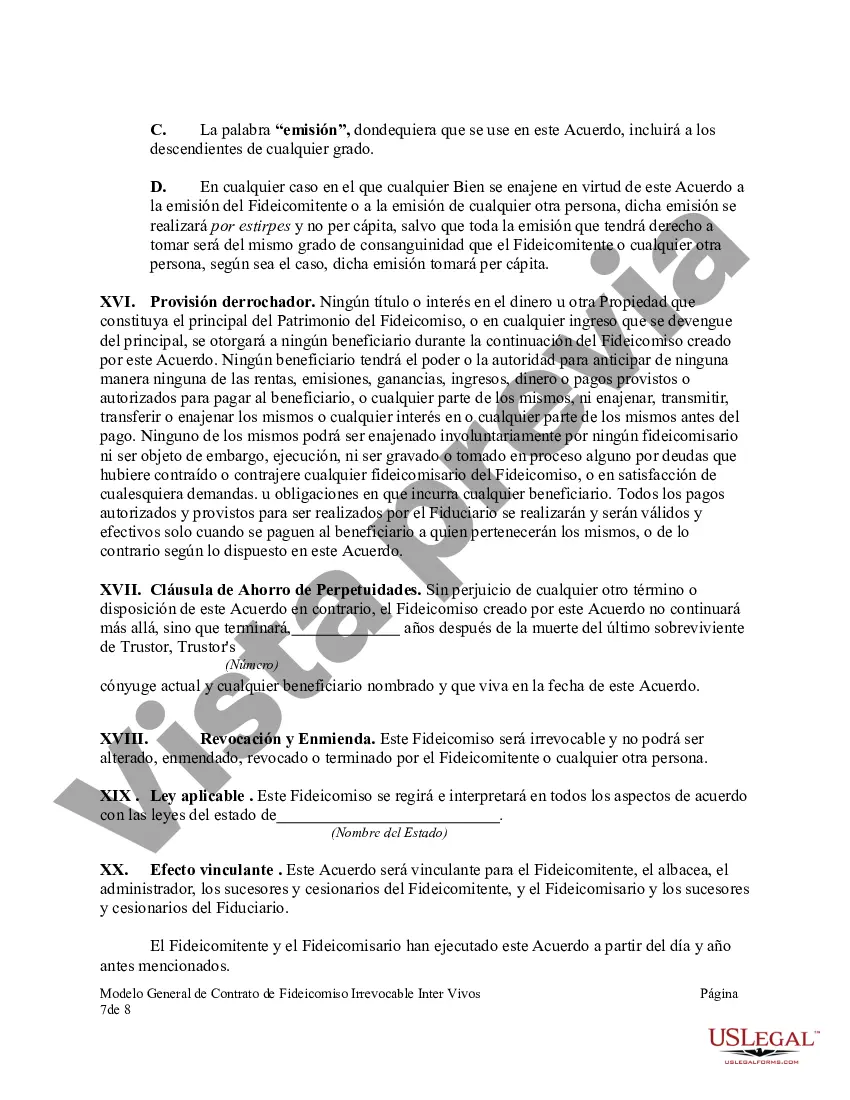 Preview Modelo General de Contrato de Fideicomiso Irrevocable Inter Vivos