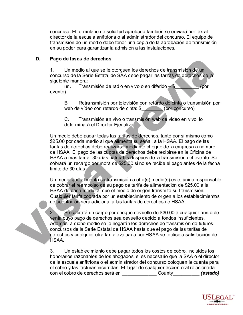 Preview Acuerdo de Derechos de los Medios entre la Asociación Atlética de Escuelas Secundarias y la Estación de Radio o Televisión