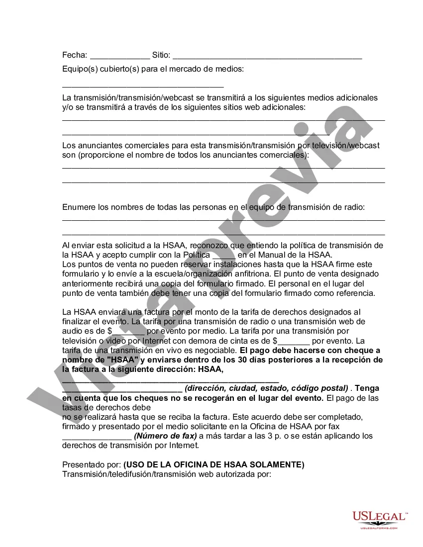 Preview Acuerdo de Derechos de los Medios entre la Asociación Atlética de Escuelas Secundarias y la Estación de Radio o Televisión