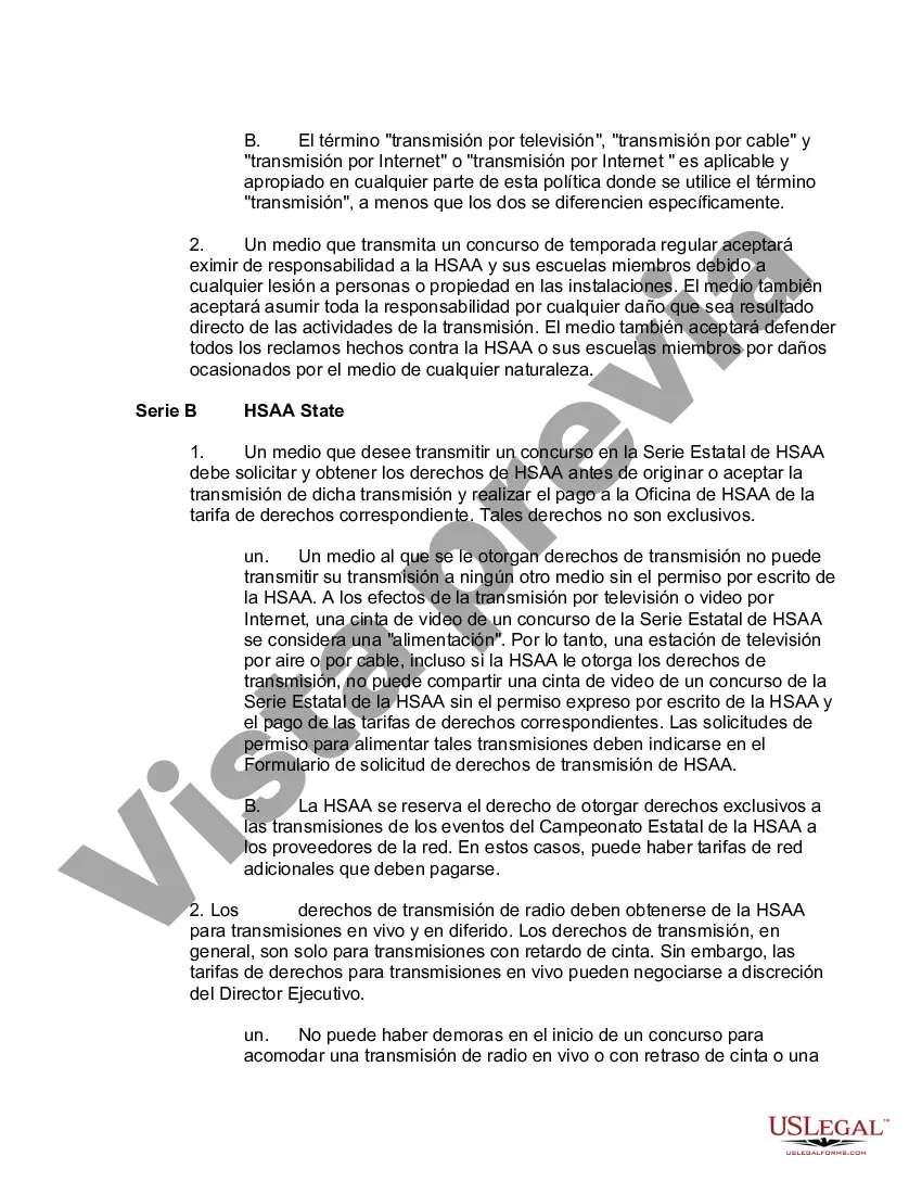 Preview Acuerdo de Derechos de los Medios entre la Asociación Atlética de Escuelas Secundarias y la Estación de Radio o Televisión