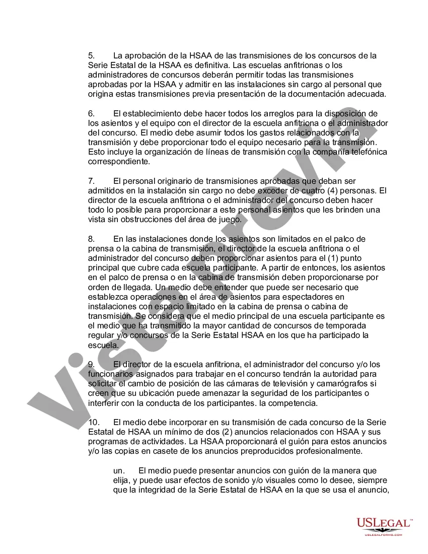 Preview Acuerdo de Derechos de los Medios entre la Asociación Atlética de Escuelas Secundarias y la Estación de Radio o Televisión