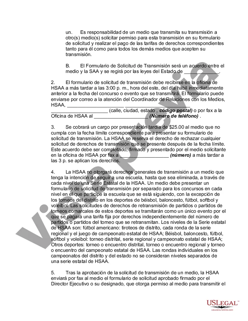 Preview Acuerdo de Derechos de los Medios entre la Asociación Atlética de Escuelas Secundarias y la Estación de Radio o Televisión