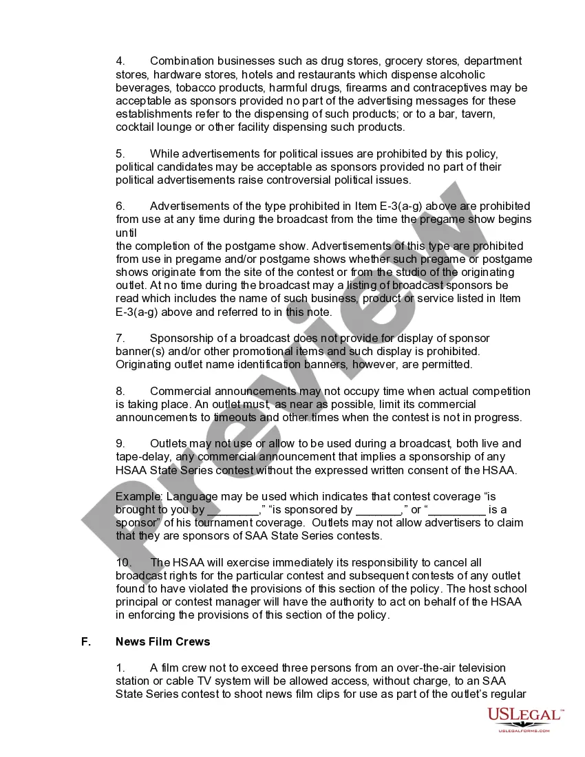 Preview Media Rights Agreement between High School Athletic Association and Radio of Television Station