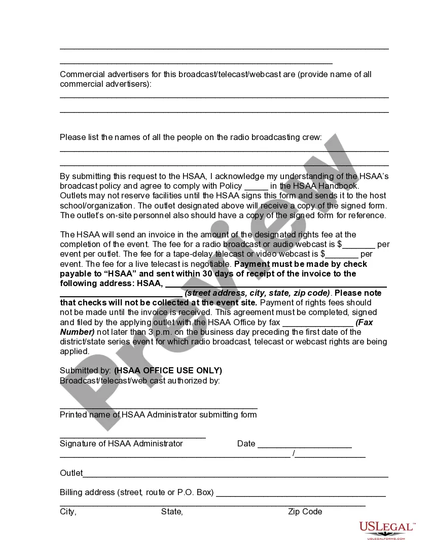 Preview Media Rights Agreement between High School Athletic Association and Radio of Television Station