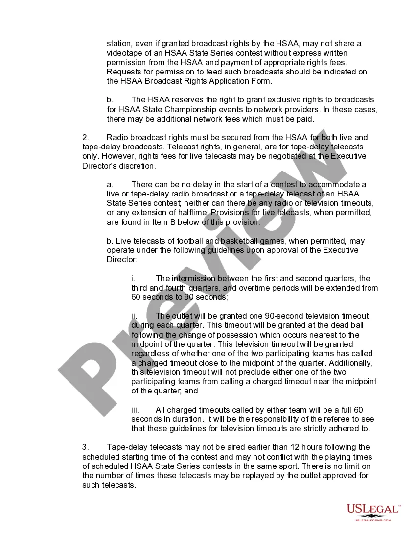 Preview Media Rights Agreement between High School Athletic Association and Radio of Television Station