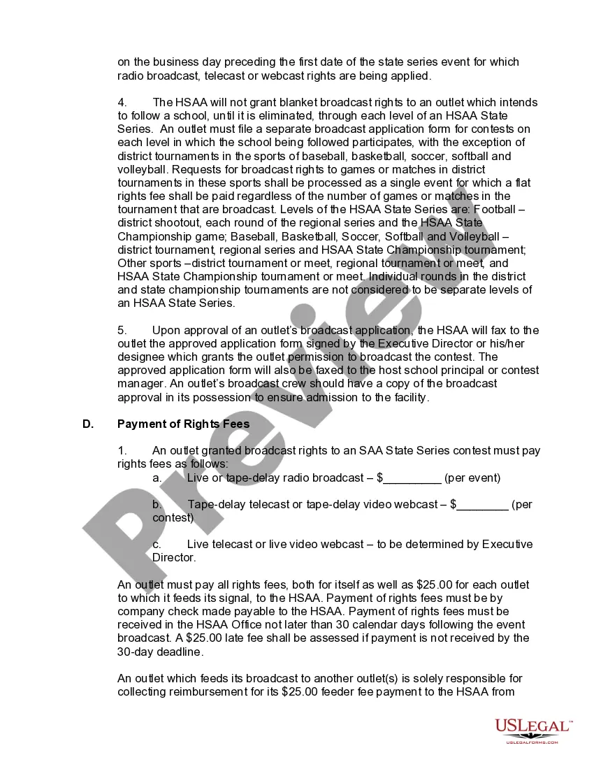 Preview Media Rights Agreement between High School Athletic Association and Radio of Television Station