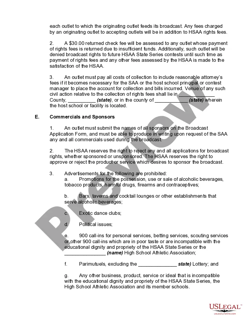 Preview Media Rights Agreement between High School Athletic Association and Radio of Television Station