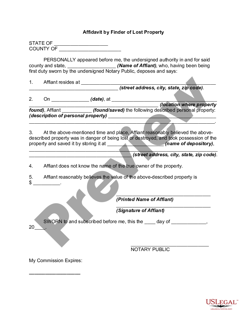 Nevada Affidavit By Finder Of Lost Property Affidavit Lost Us Legal Forms 3753