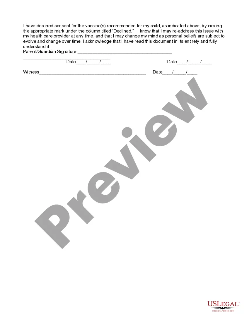 Get Modified American Academy of Pediatrics Refusal of Vaccination Form - AAP Preview Modified American Academy of Pediatrics Refusal of Vaccination Form - AAP