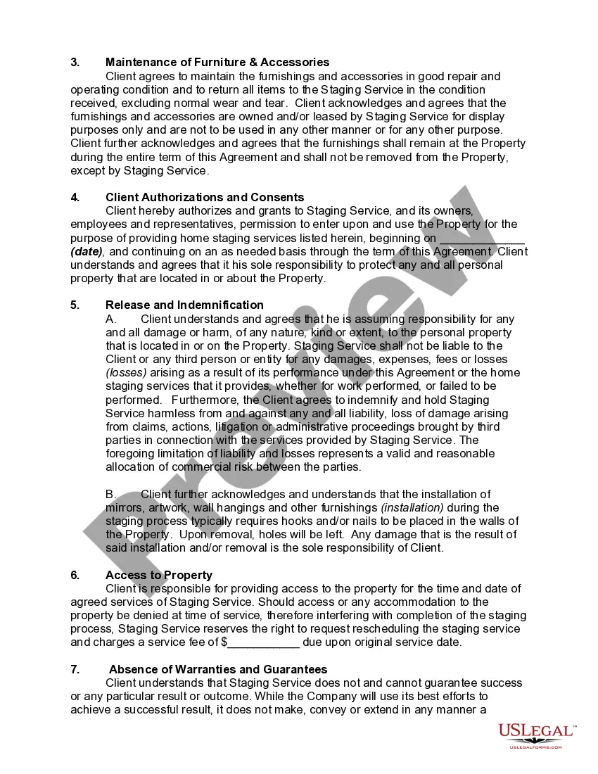 Get Agreement for Partial Home Staging Service - Rental of Decor and Accessories Preview Agreement for Partial Home Staging Service - Rental of Decor and Accessories