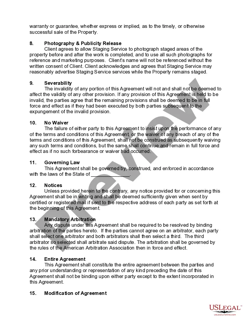 Get Agreement for Partial Home Staging Service - Rental of Decor and Accessories Preview Agreement for Partial Home Staging Service - Rental of Decor and Accessories