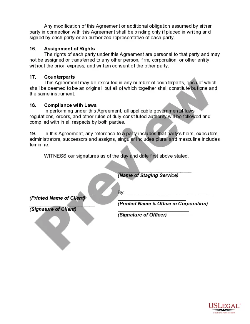 Get Agreement for Partial Home Staging Service - Rental of Decor and Accessories Preview Agreement for Partial Home Staging Service - Rental of Decor and Accessories