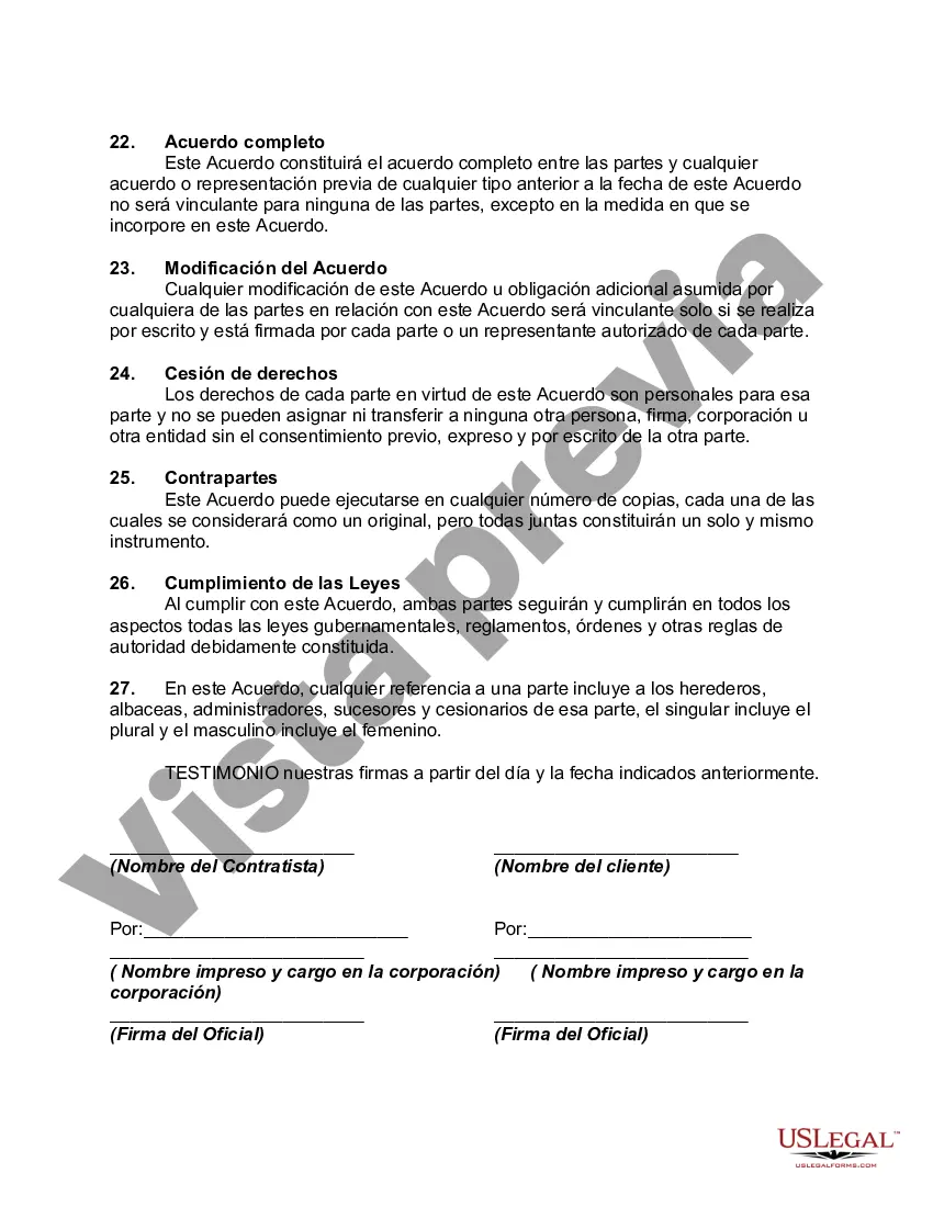 Preview Acuerdo para Servicio y Reparación de Equipos de Calefacción, Ventilación, Aire Acondicionado y/o para hacer Reparación y Servicio de Cocina