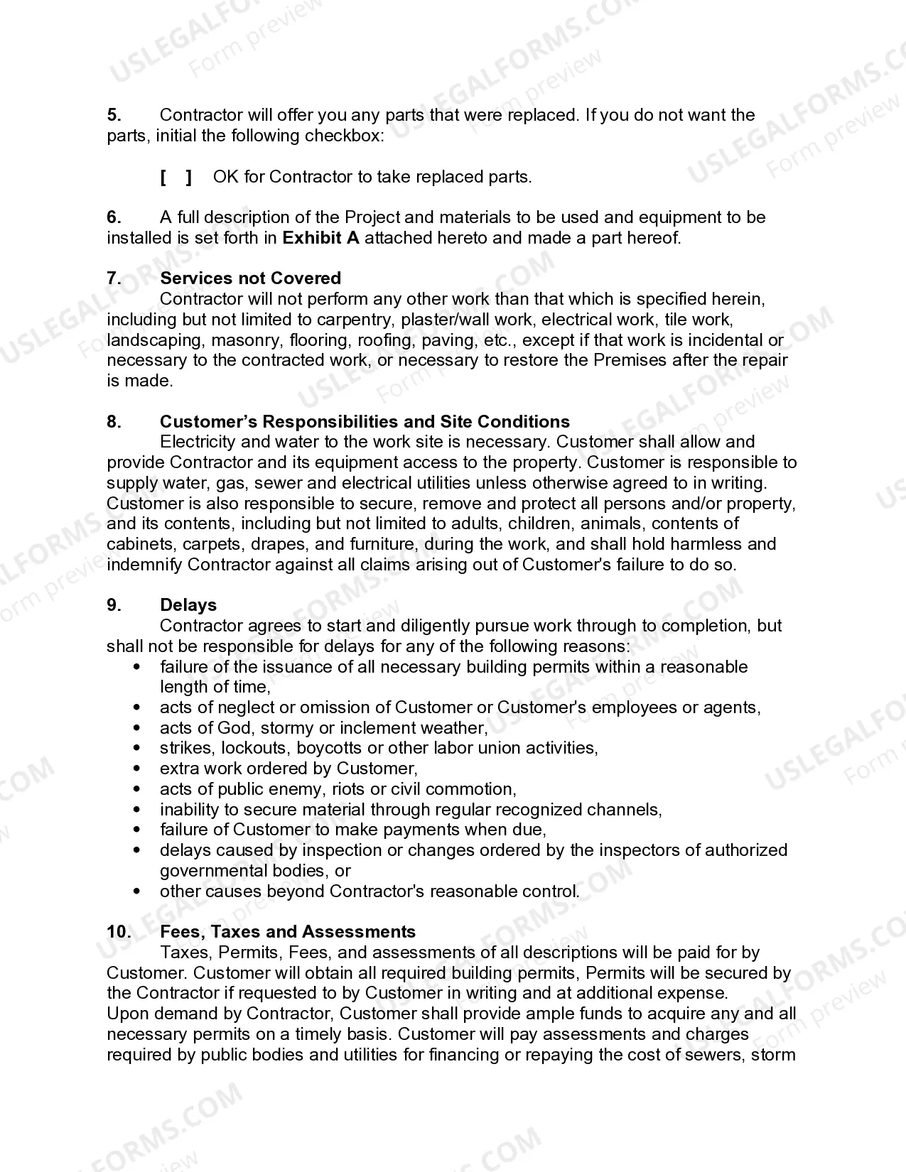 Preview Agreement to Service and Repair Heating, Ventilation, Air Conditioning Equipment and/or to do Kitchen Repair and Service