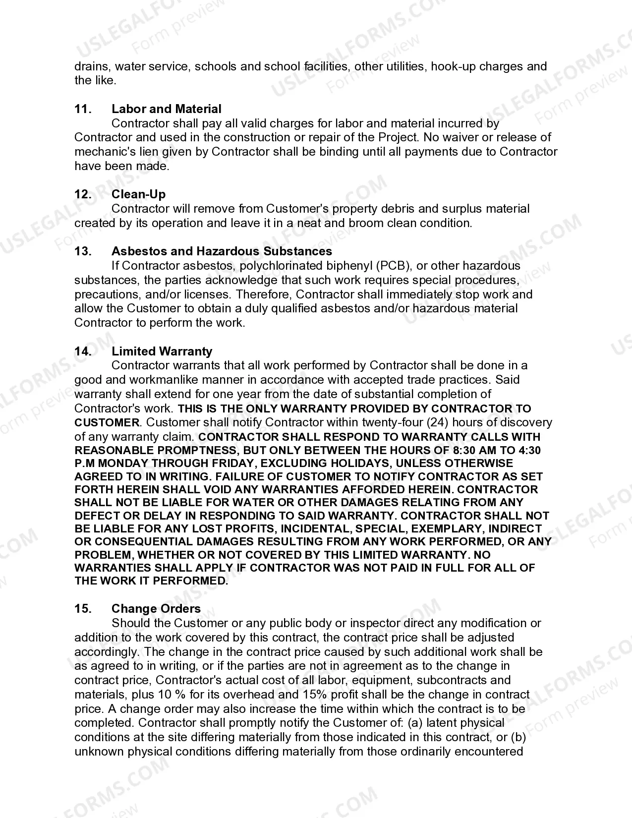 Preview Agreement to Service and Repair Heating, Ventilation, Air Conditioning Equipment and/or to do Kitchen Repair and Service