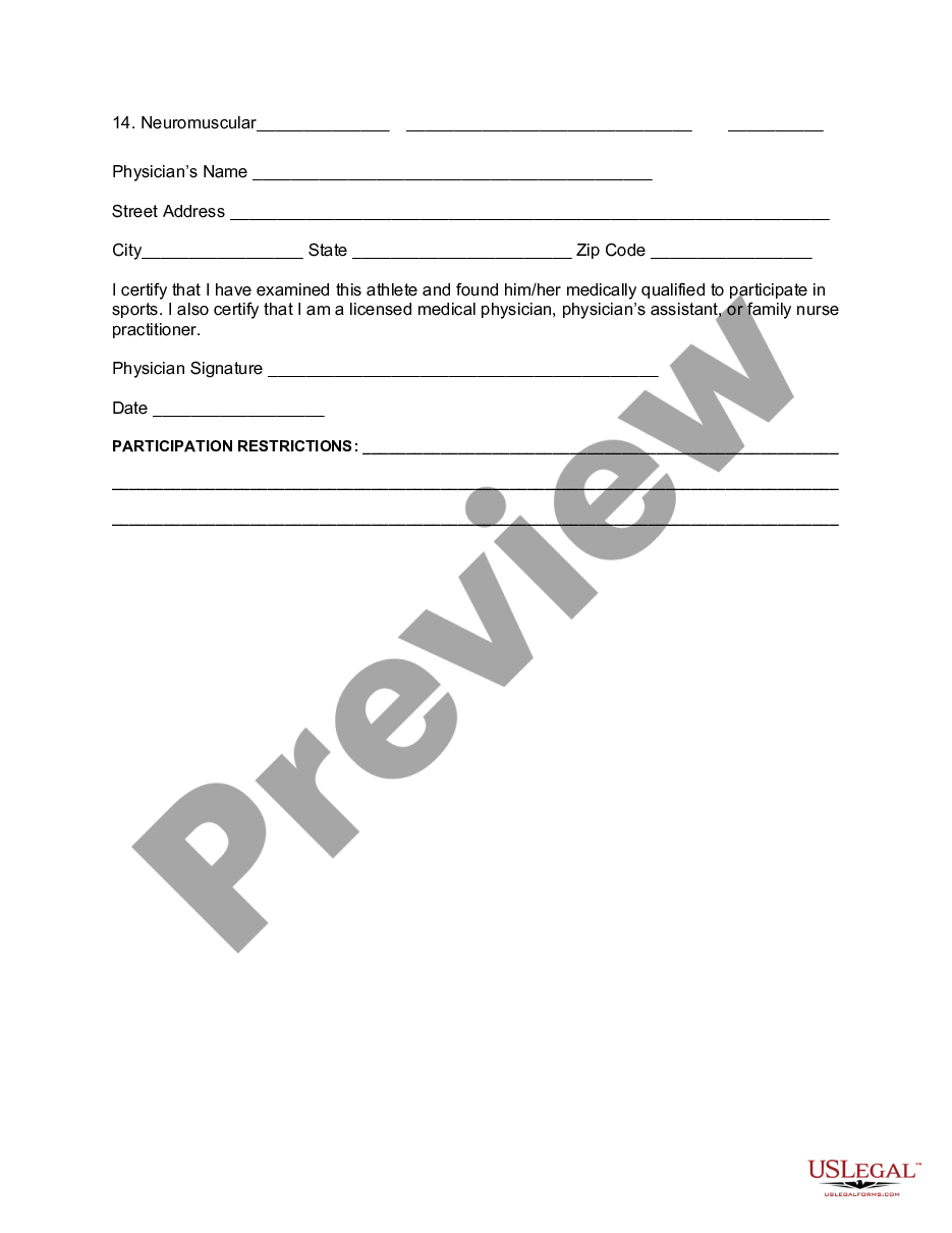 Virginia Sports Physical Form Sports Form US Legal Forms