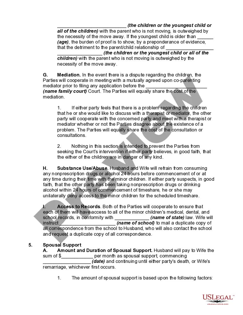Get Marital Settlement Agreement Dealing with Domiciliary Custody and Moving Away Preview Marital Settlement Agreement Dealing with Domiciliary Custody and Moving Away