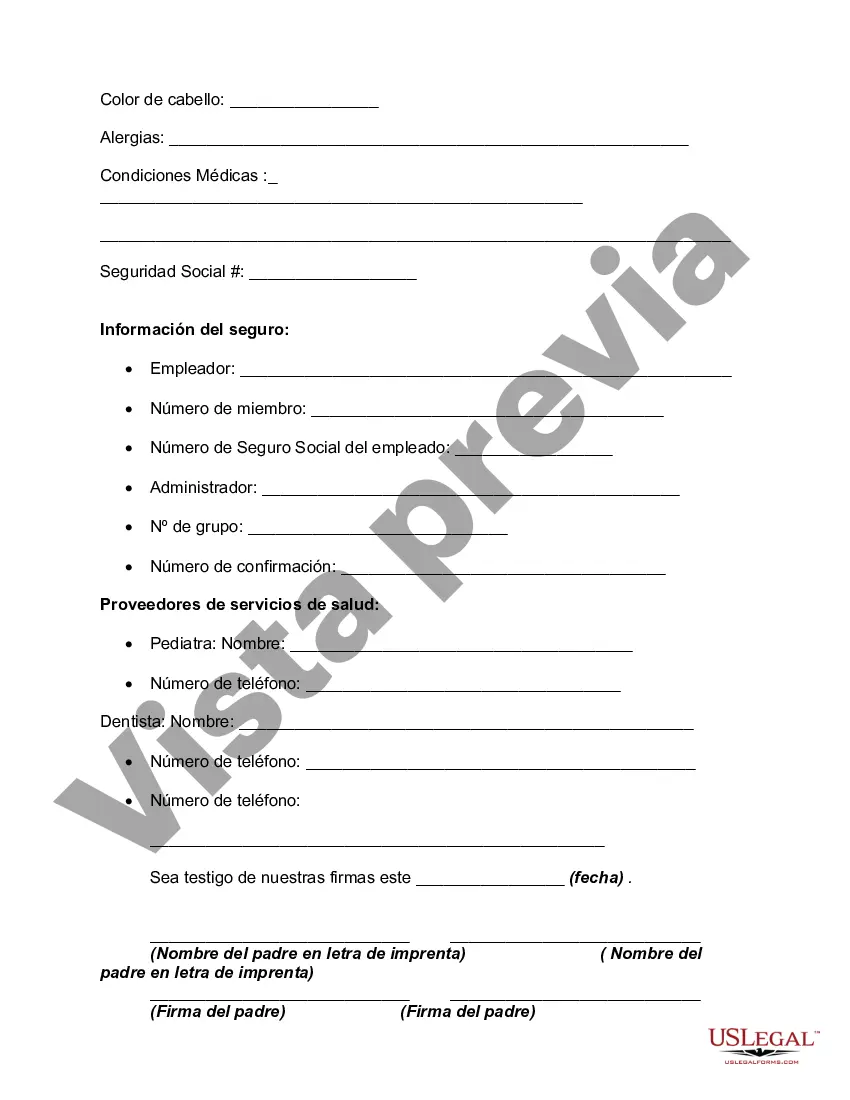 Preview Consentimiento Médico para Menor