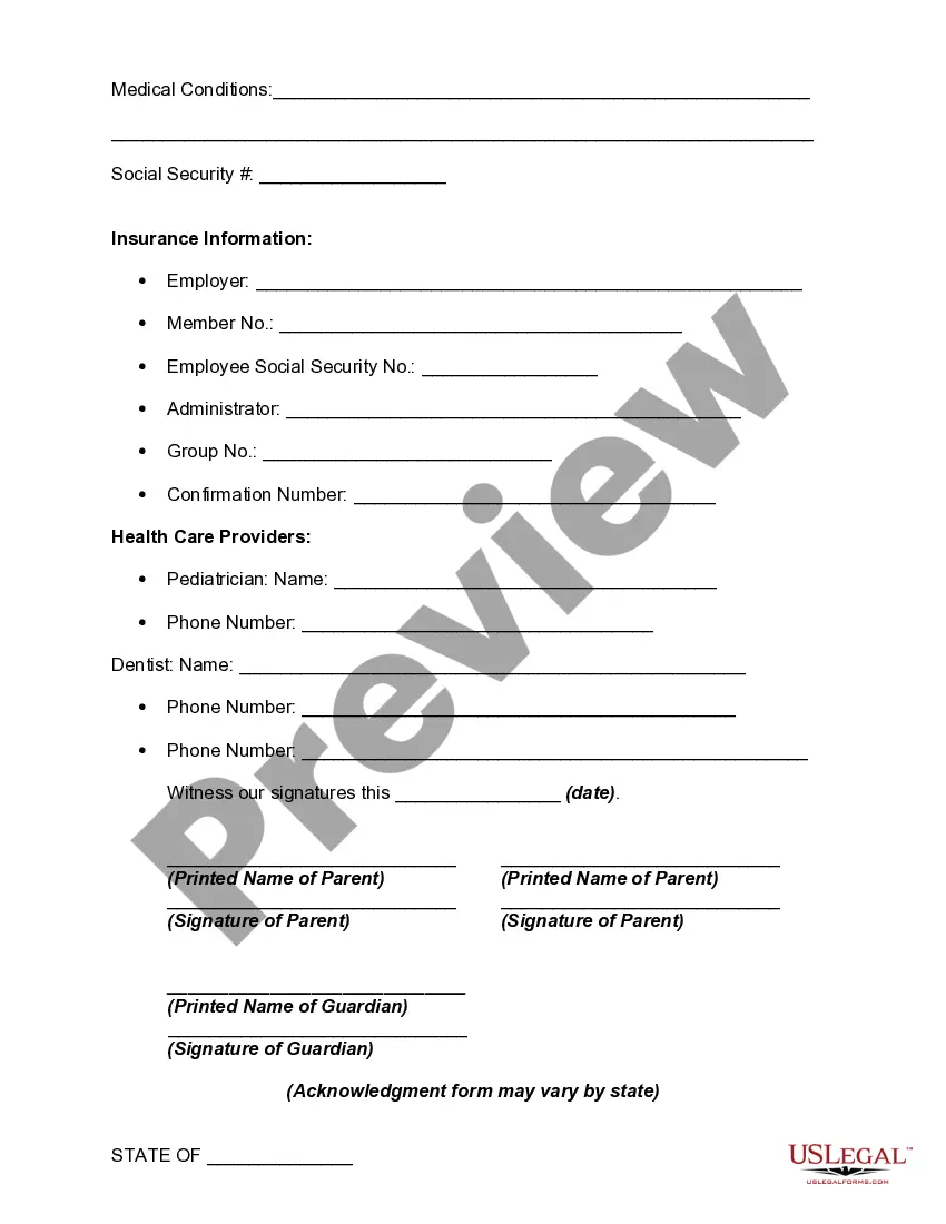 Get Medical Consent for Minor Preview Medical Consent for Minor