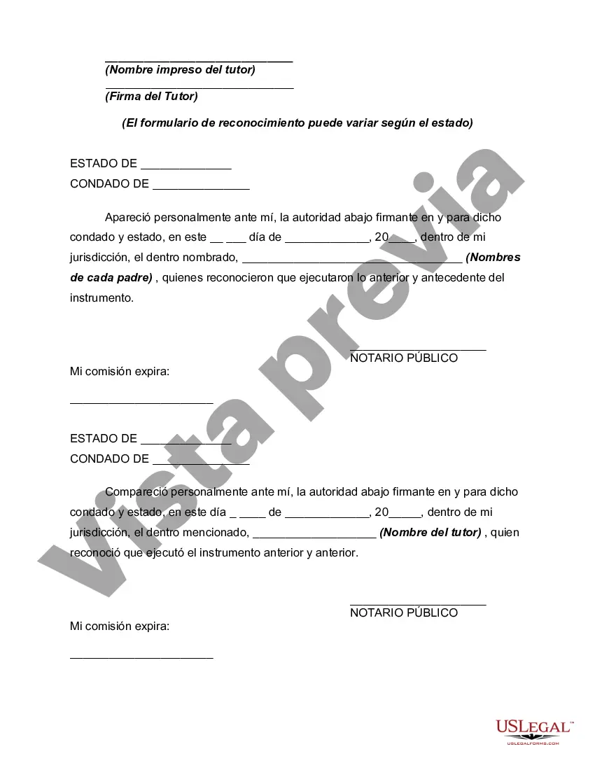 Preview Consentimiento del cuidador con respecto al tratamiento médico y/o de emergencia: cuidado infantil